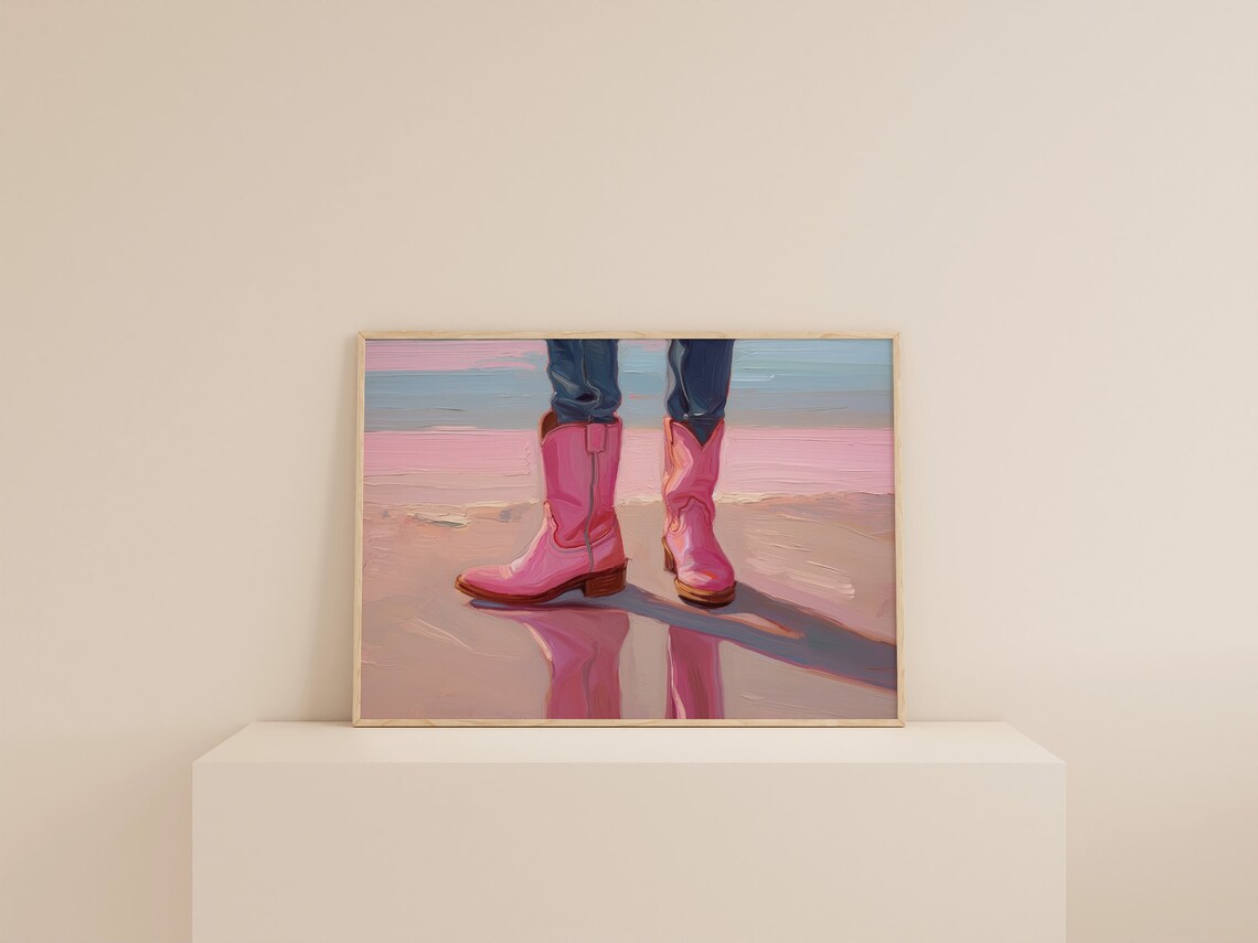Retro Cowgirl Boot Print, Coastal Farmhouse Art Print - Image 3