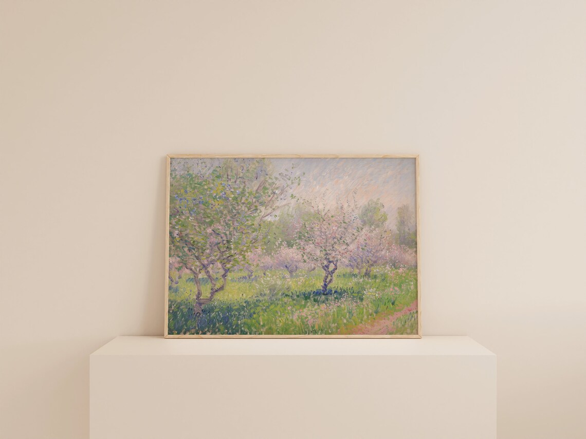 Vintage Pink Landscape Art Print, Soft Pastel - Image 2