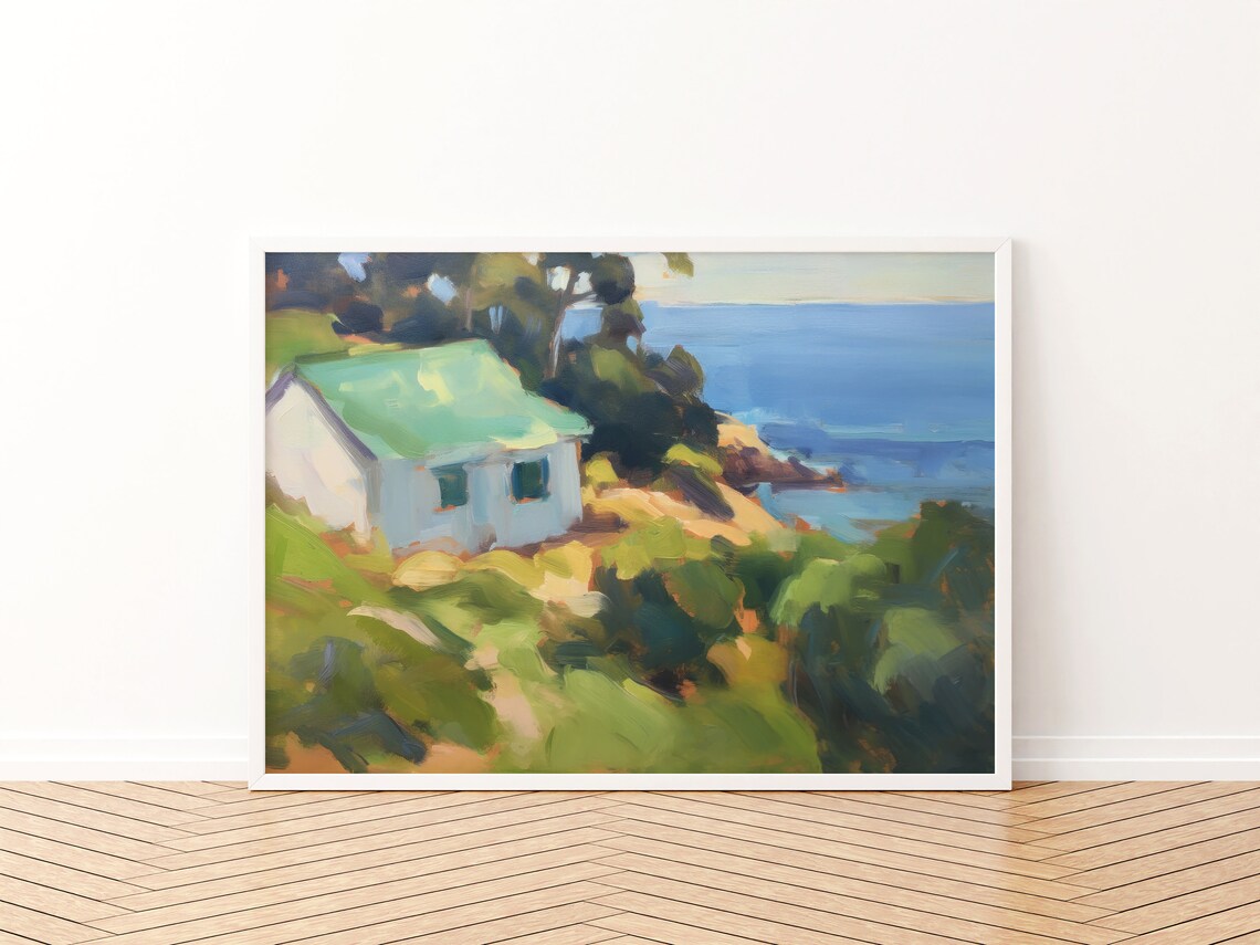 Coastal Landscape Painting, Lake House Decor Art Print - Image 3