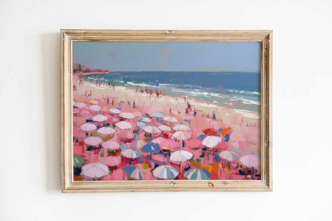 Vintage Beach Abstract Coastal Painting Art Print