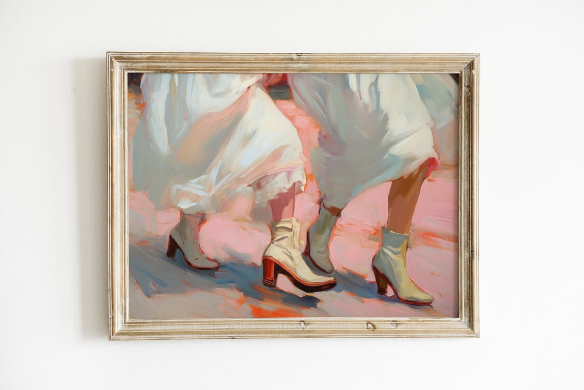 Girly Pink And White Dorm Art Print, Western Aesthetic