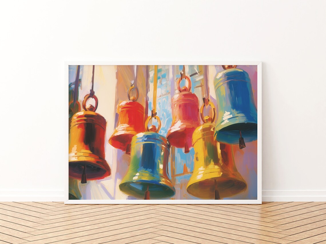 Bell Print, Cheerful Winter Retro Art Print - Image 3