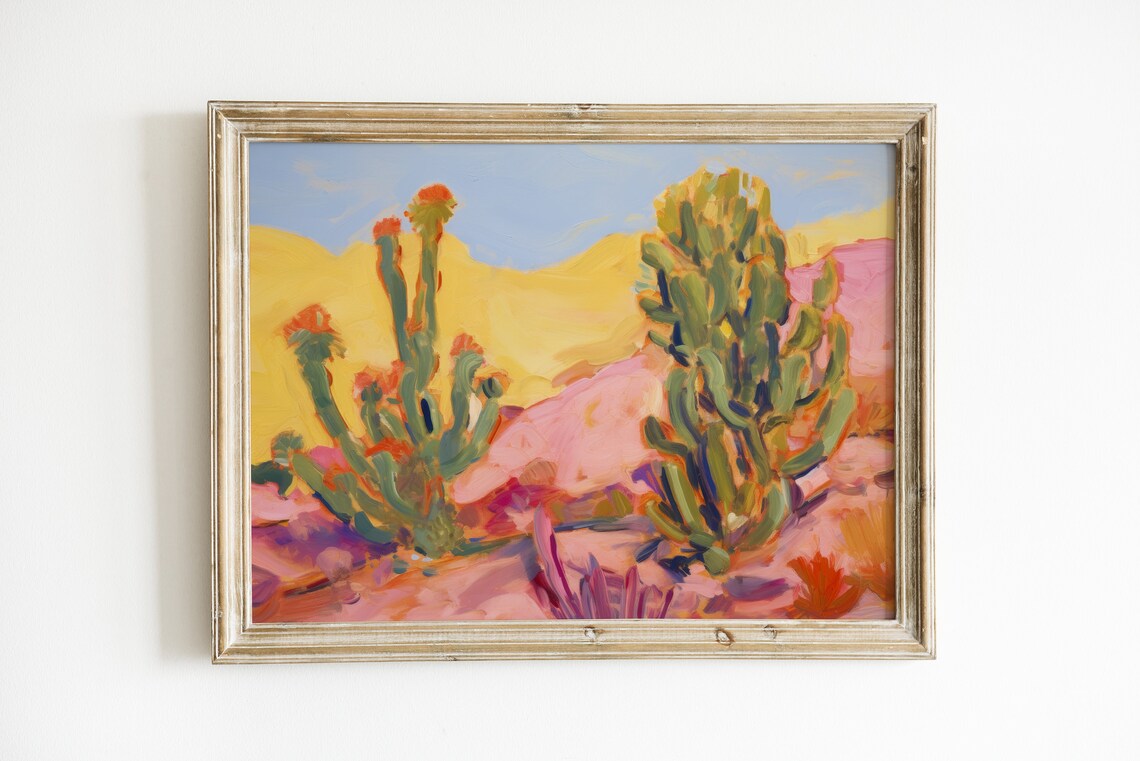 Cactus Painting, Pink Southwestern Art Print