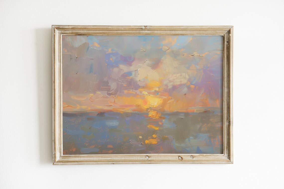 Sunset Painting Coastal Apartment Wall Art Print