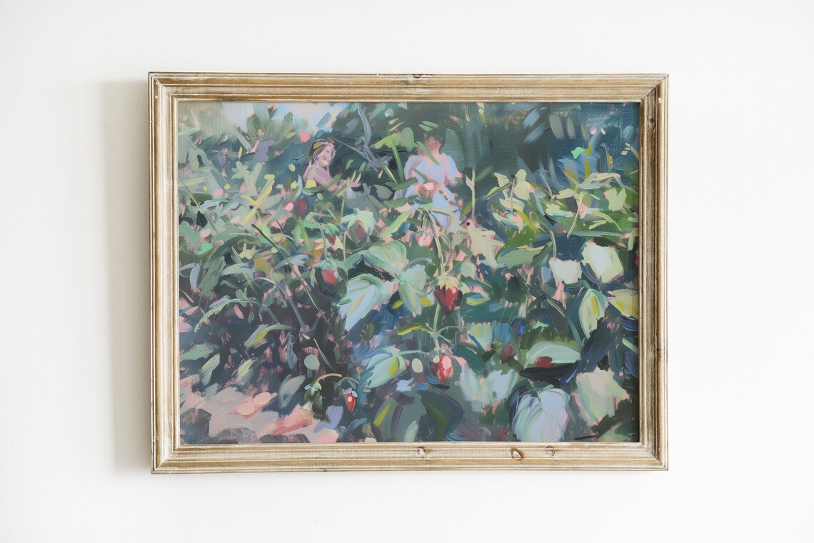 Strawberry Field Botanical Oil-Painting Art Print