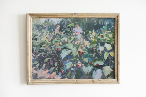 Strawberry Field Botanical Oil-Painting Art Print
