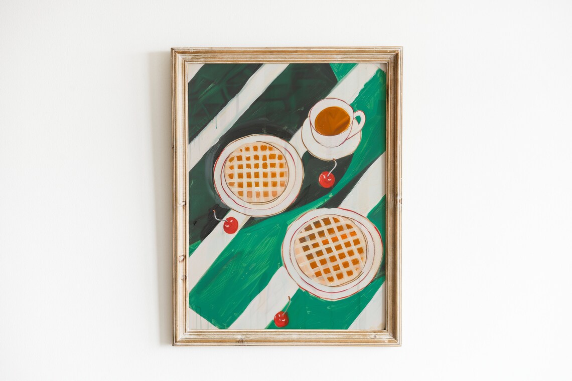 Retro Breakfast Waffle Kitchen Art Print