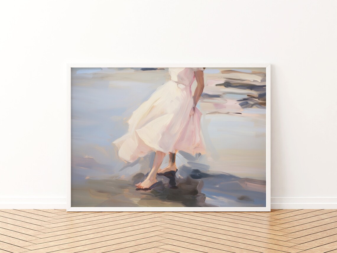 Gray Coastal Beachy Aesthetic Art Print, Bathroom Decor - Image 3