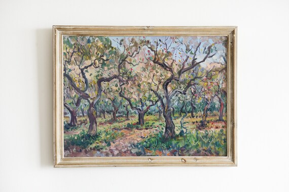 Olive Grove Oil Painting Impressionist Trees Landscape Print