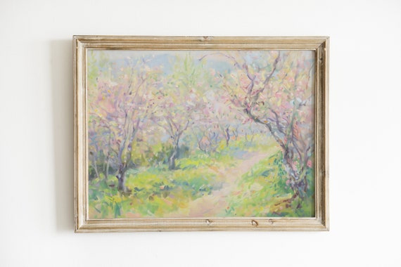 Soft Girly Pastel Autumn Vintage Floral Landscape Art Print