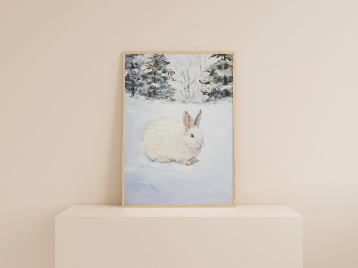 Rustic French Country Rabbit Art Print, Vintage Nursery - Image 2