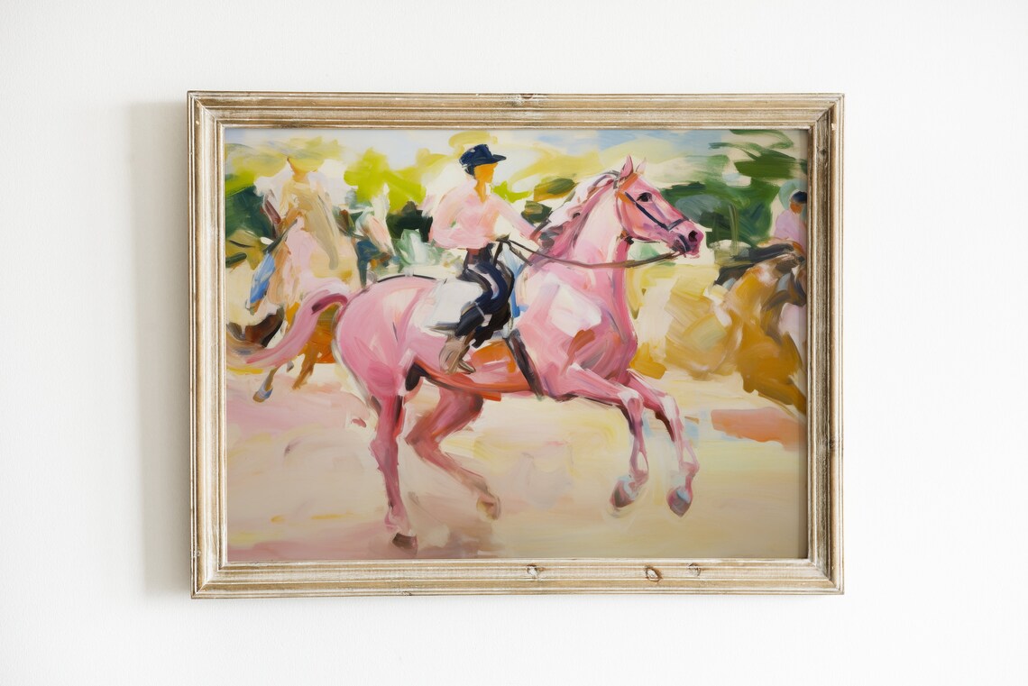 Pink Horse Art Print, Girly Apartment Decor