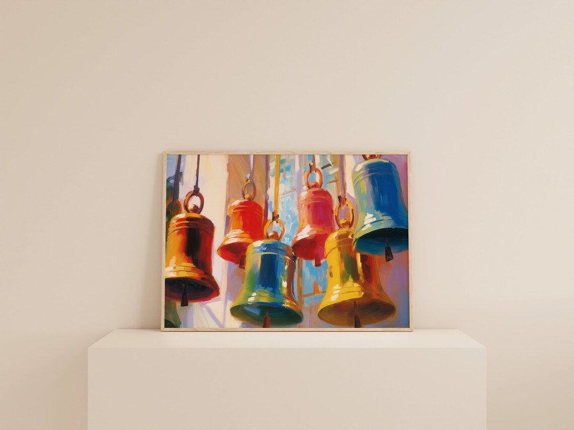 Bell Print, Cheerful Winter Retro Art Print - Image 2