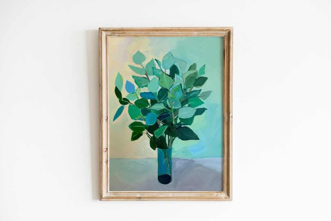 Green Plant Painting Boho Apartment Foyer Art Print