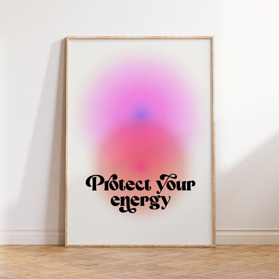 Protect Your Energy Pink Aura Gradient Retro Script Positivity Poster