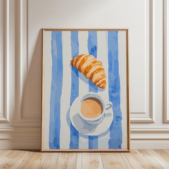 Breakfast Retro Illustration Latte Coffee Poster
