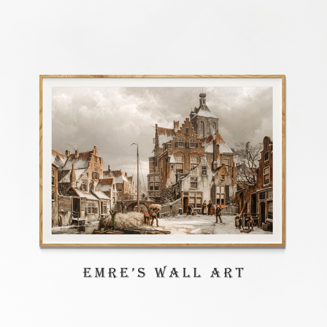 Vintage Winter Cityscape Art Print, Antique Architecture - Image 4