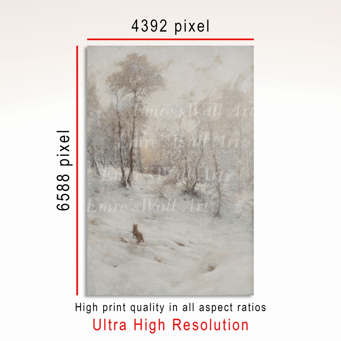 Fox Wall Decor, Winter Forest Landscape Art Print - Image 3