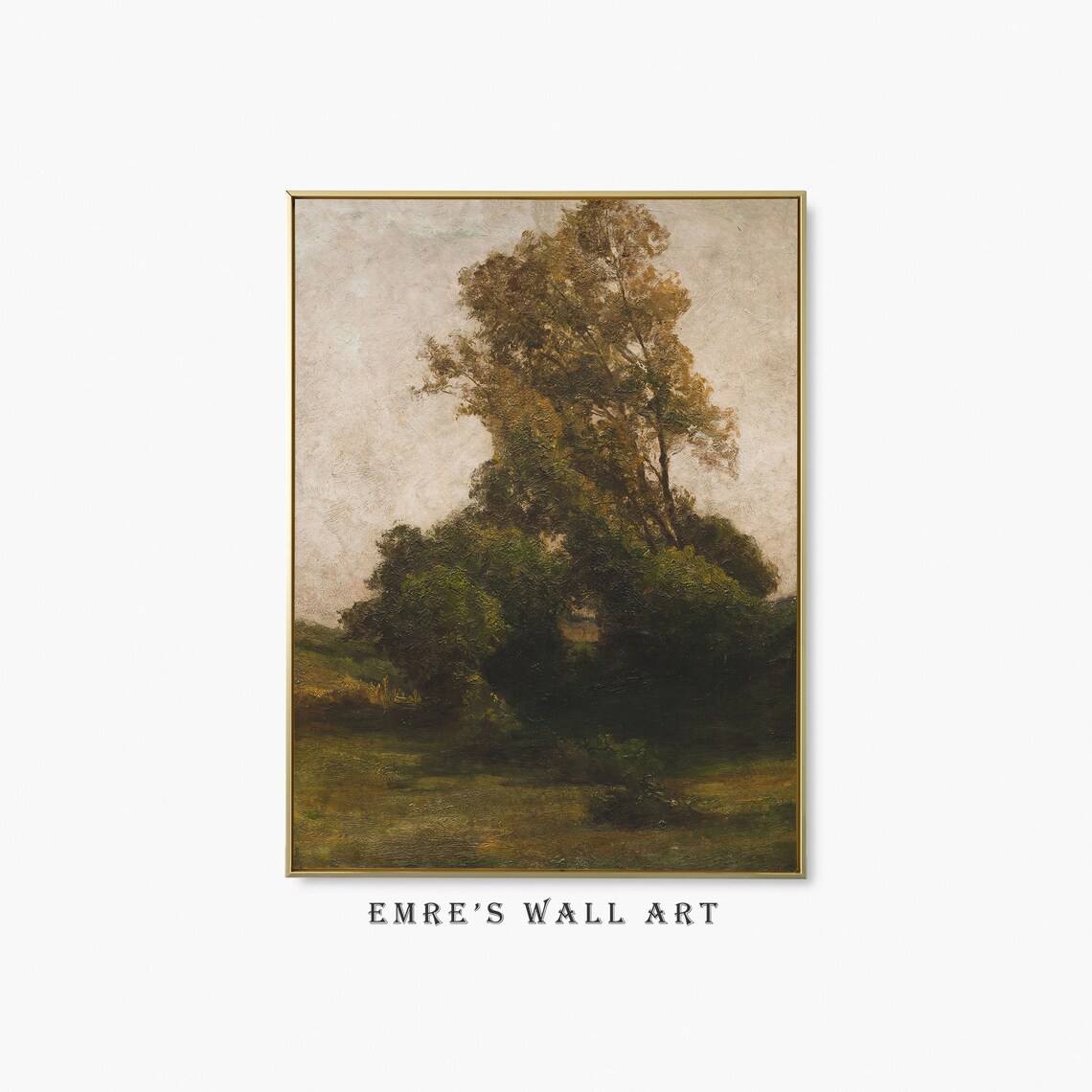 Moody Country Landscape Painting, Vintage Art Print