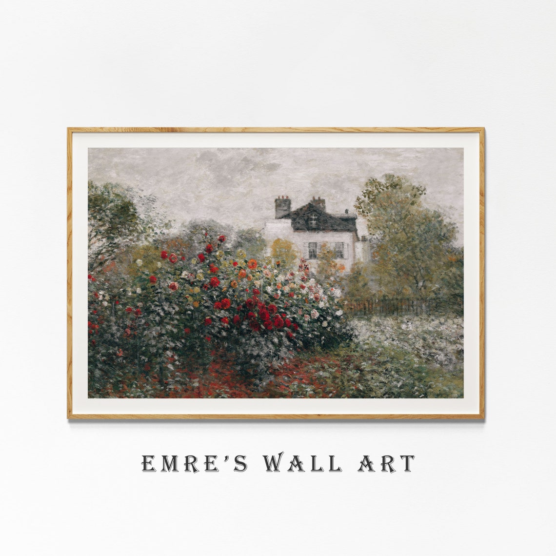 Red Rose Garden Before Country House Impressionist Summer Poster - Image 4