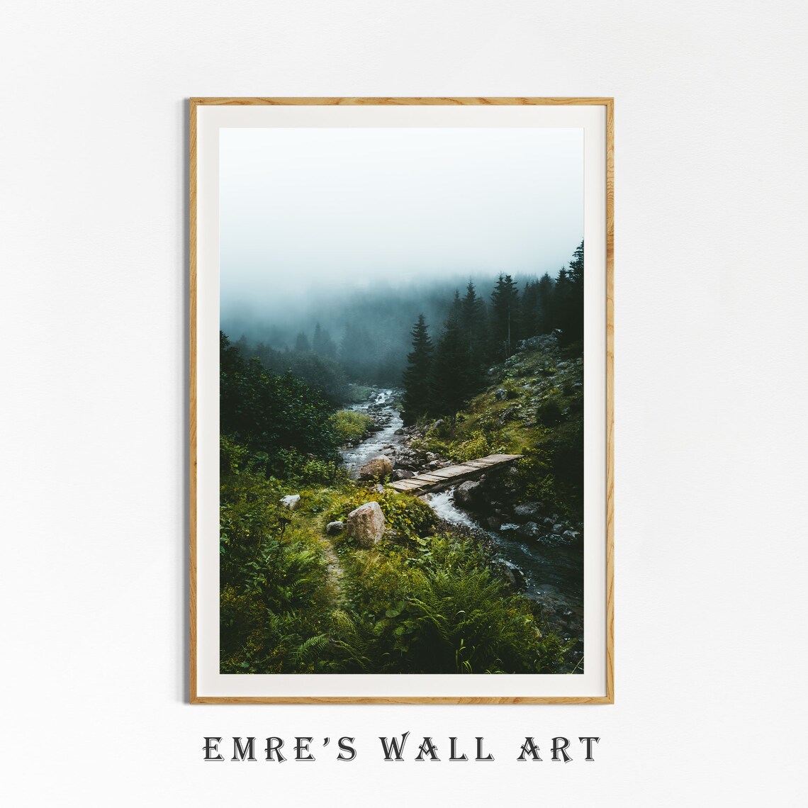 Foggy Pine Forest Rustic Landscape Art Print - Image 4