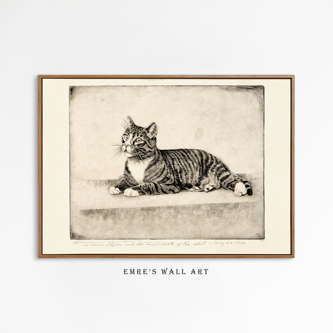 Vintage Cat Sketch Animal Wall Decor, Neutral Farmhouse - Image 2