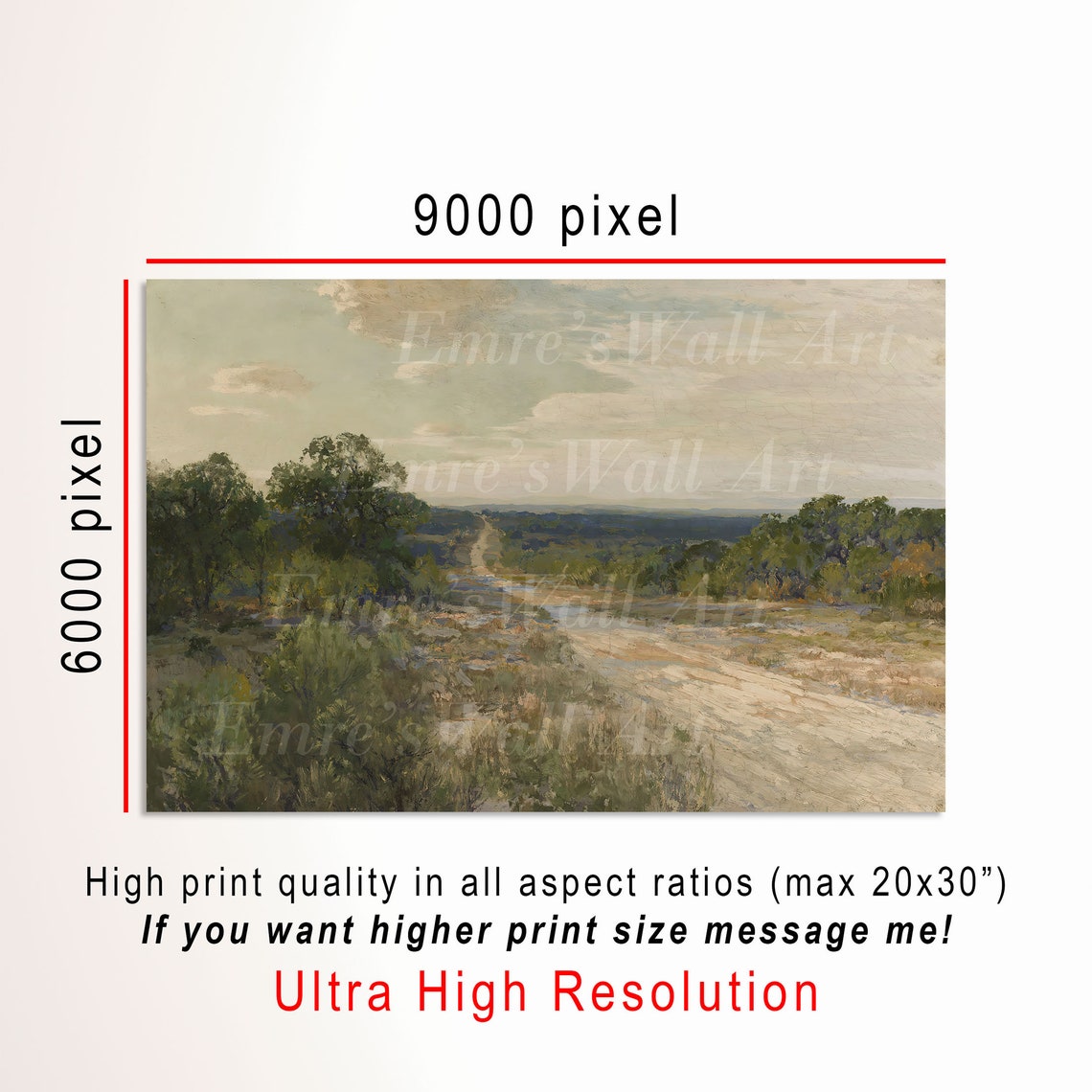 Sandy Country Road Through Green Brush Vintage Rustic Landscape Poster - Image 3