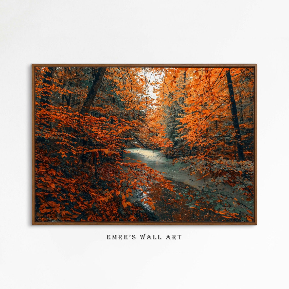 Autumn Forest Photo Orange Beech Leaves Winding Creek Poster - Image 2