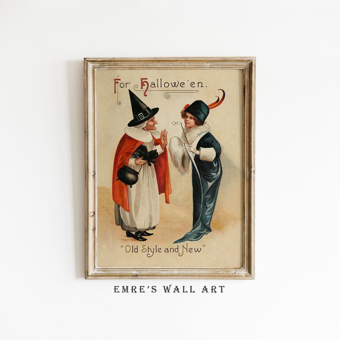 For Hallowe'en Old Style and New Vintage Witches Greeting Card Poster
