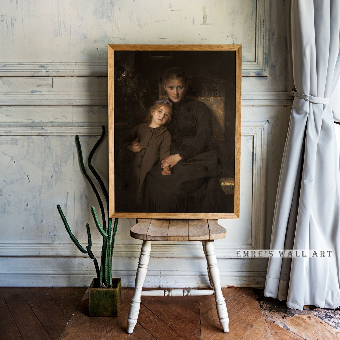 Vintage Mother And Daughter Oil Painting Vintage Moody Portrait Print Vintage Mothers Day Print Gift - Image 2