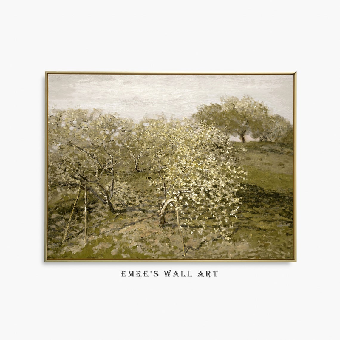 Blooming Orchard Fruit Trees Spring Impressionist Landscape Poster