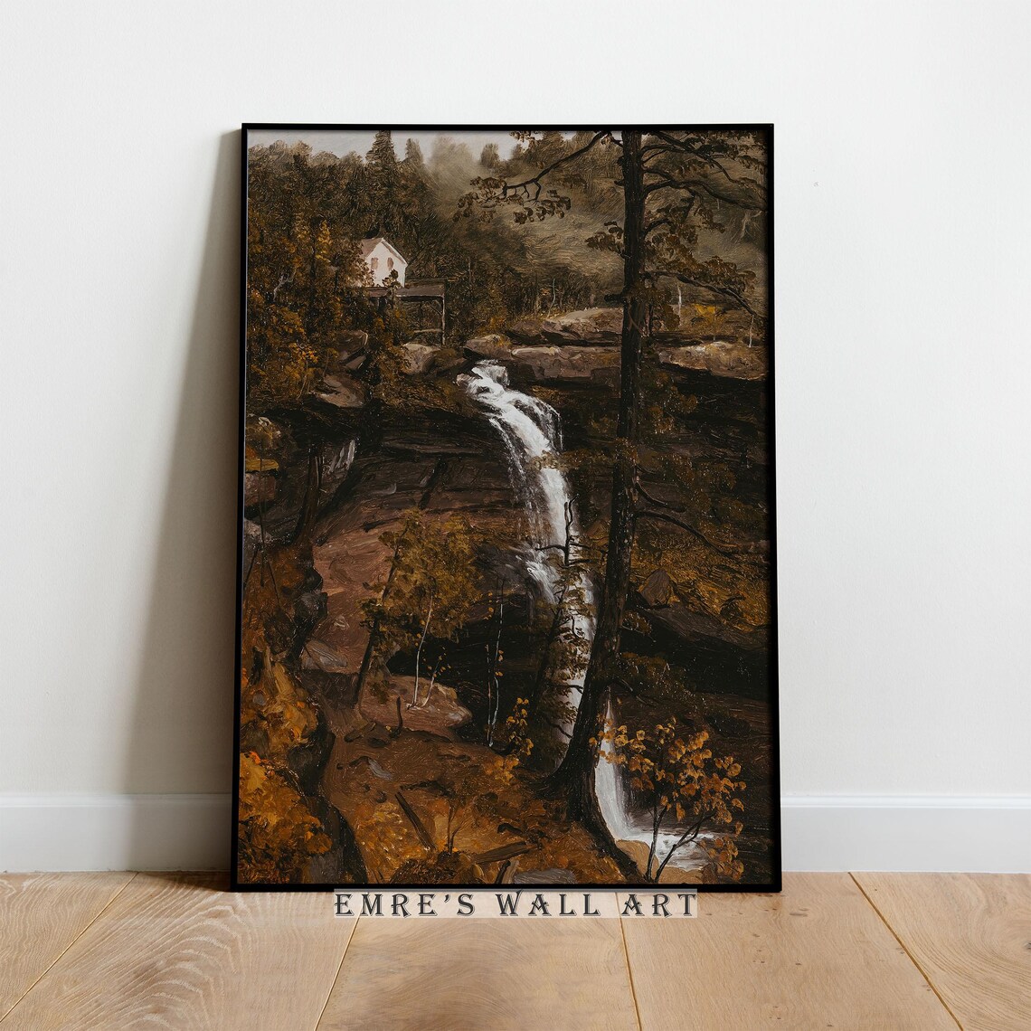Waterfall Landscape Painting, Vintage Fall Decor - Image 2