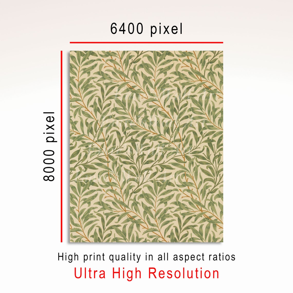 William Morris Style Willow Bough Botanical Textile Pattern Art Poster - Image 3