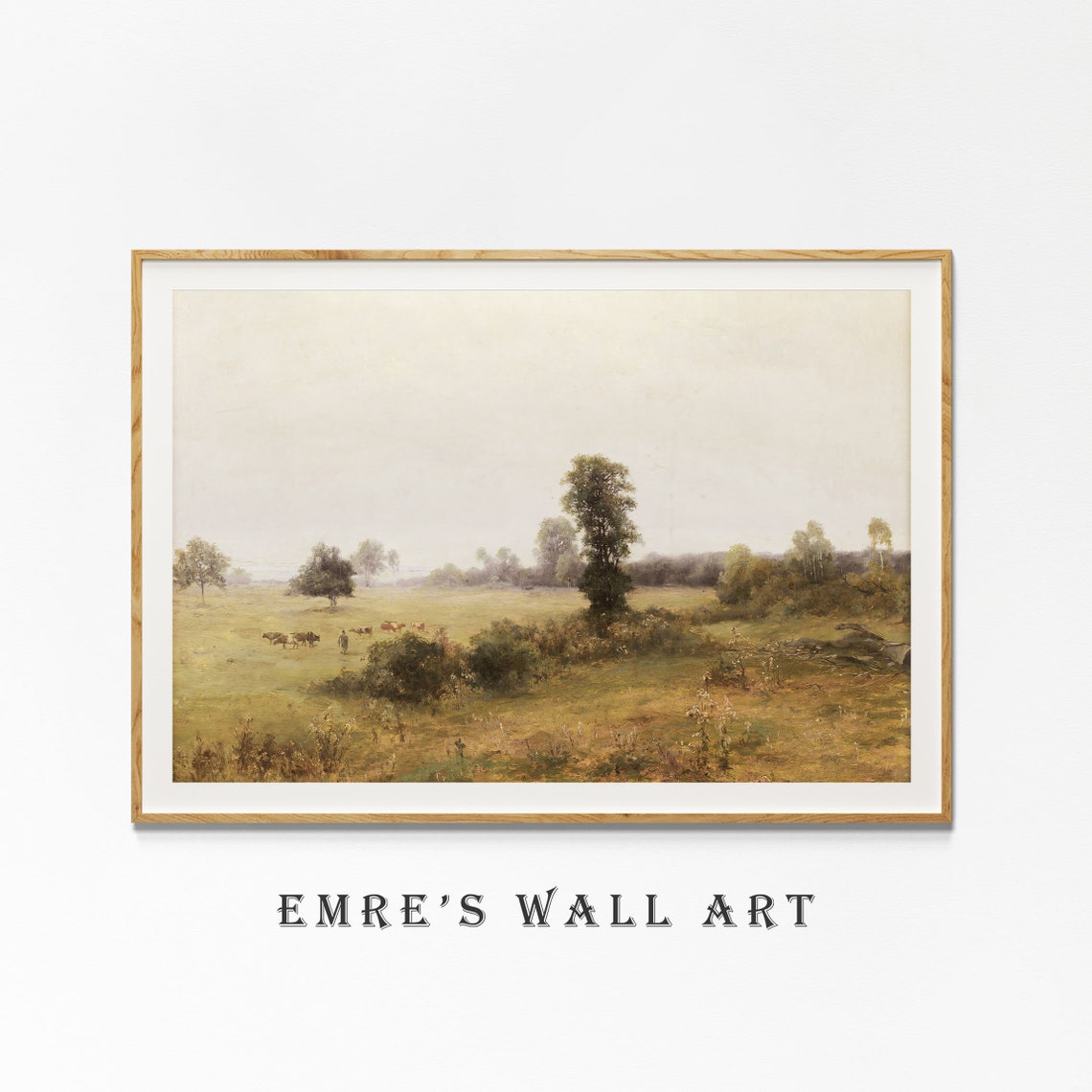 Country Landscape Art Print Vintage Landscape Oil Painting Moody Country Painting Farmhouse Art - Image 4
