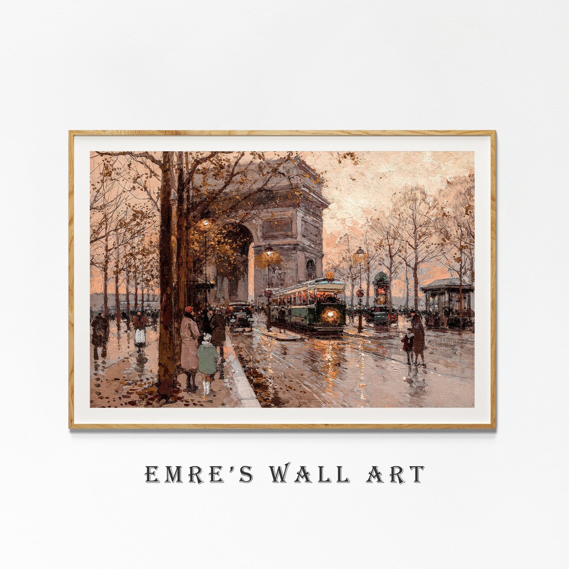 Vintage French Cityscape Art Print, Neutral Autumn Decor - Image 4