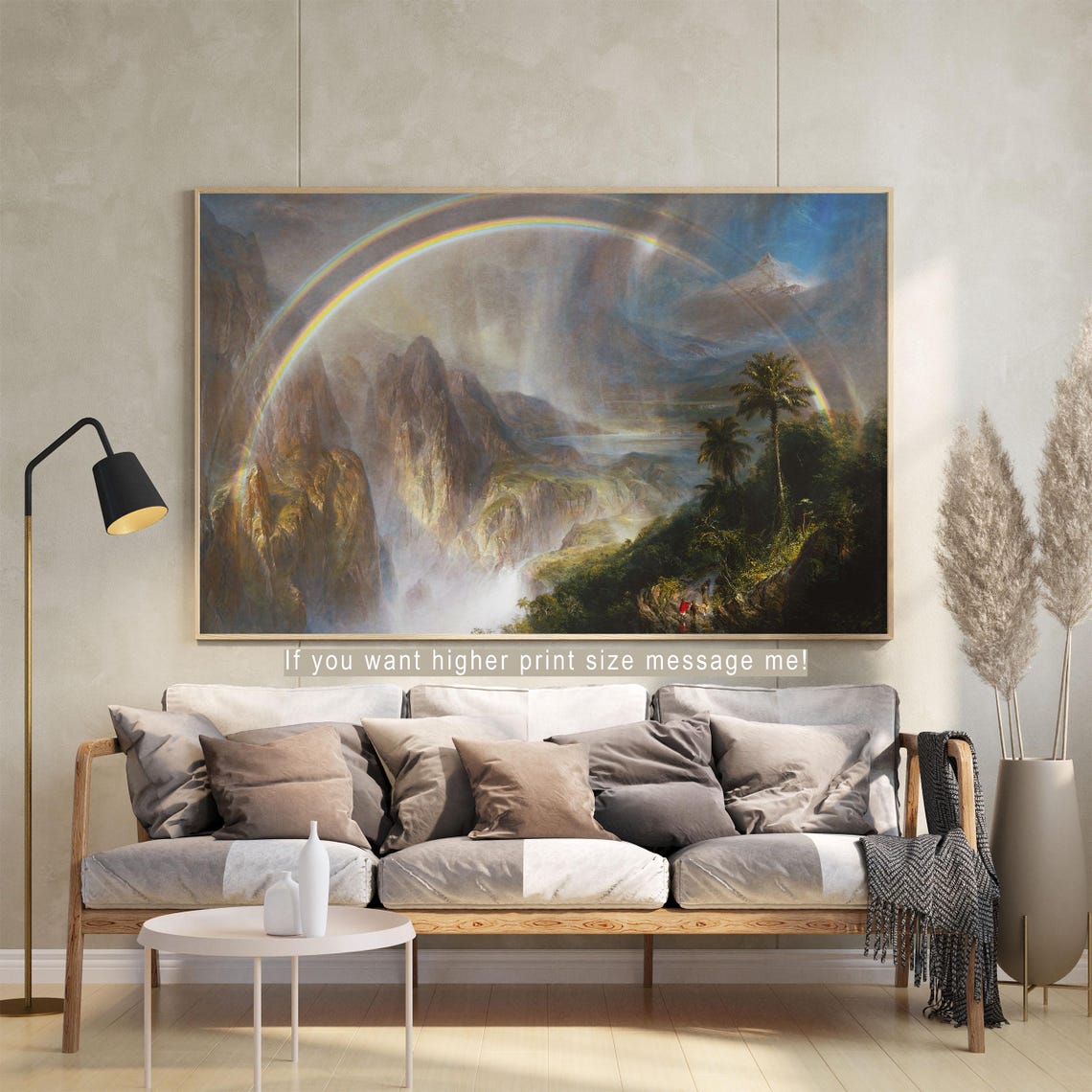 Rainbow Over Tropical Mountain Valley Vintage Landscape Poster - Image 2
