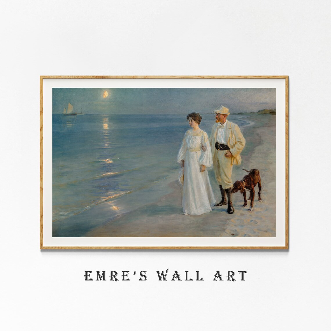 Peder Kroyer Skagen Beach Moonrise Couple Stroll Vintage Poster - Image 4