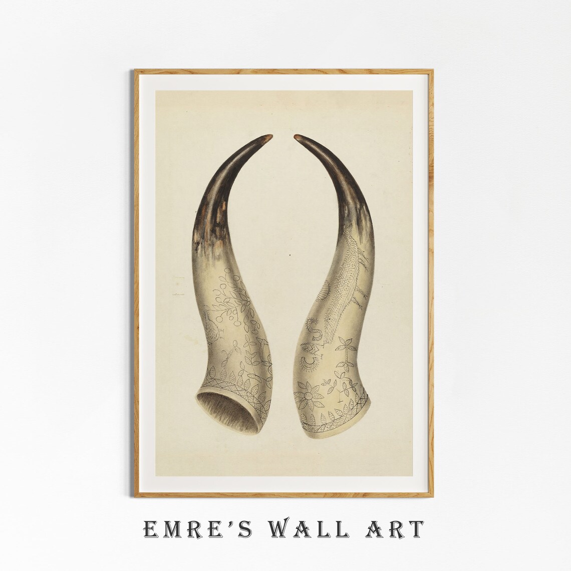 Vintage Horn Painting Western Rustic Art Print - Image 4