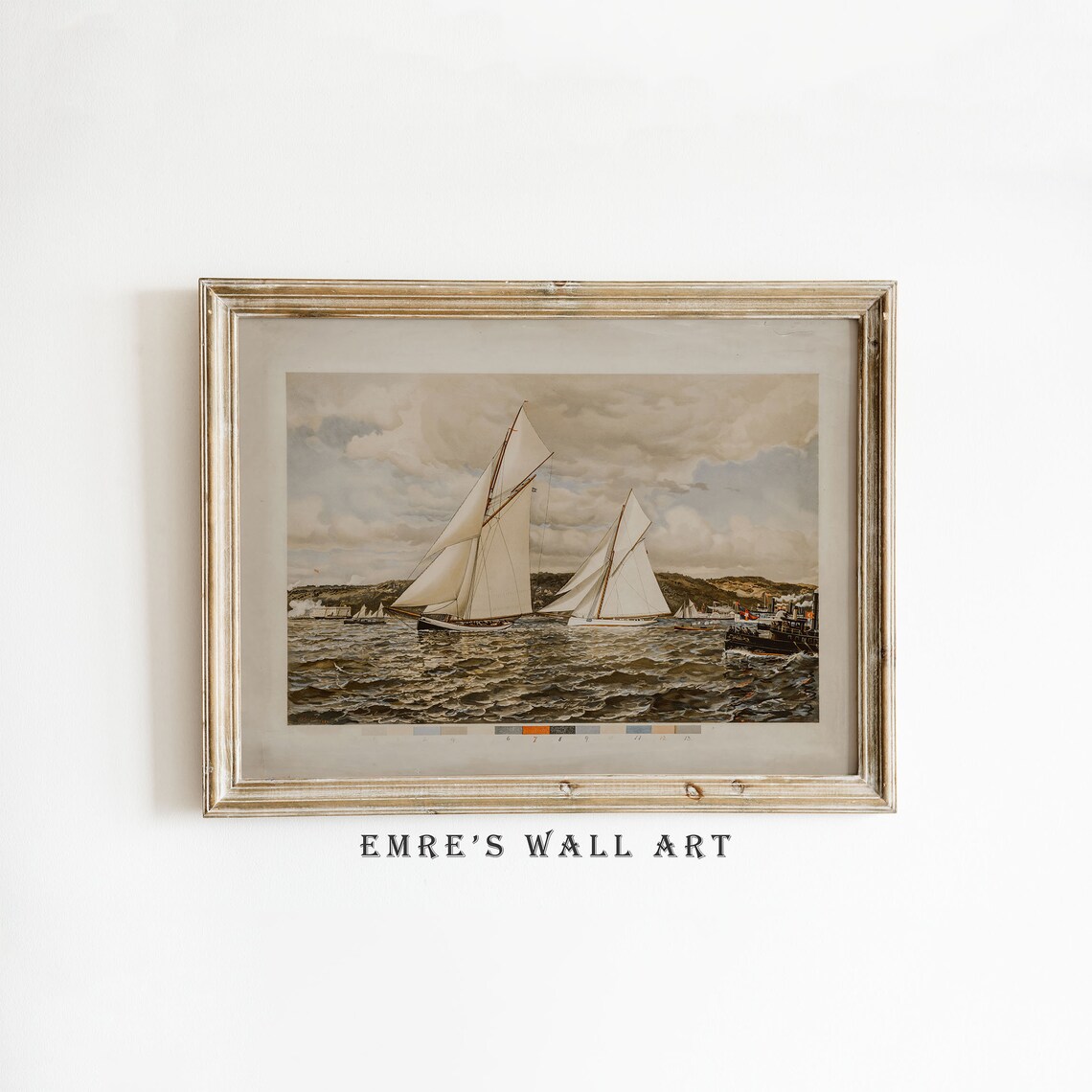 Sailboats On Sea Vintage Nautical Art Print