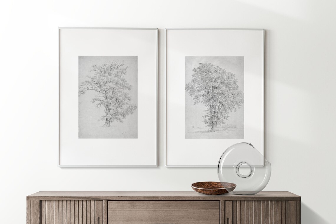 Vintage Tree Sketch Print Set, Rustic Landscape - Image 4