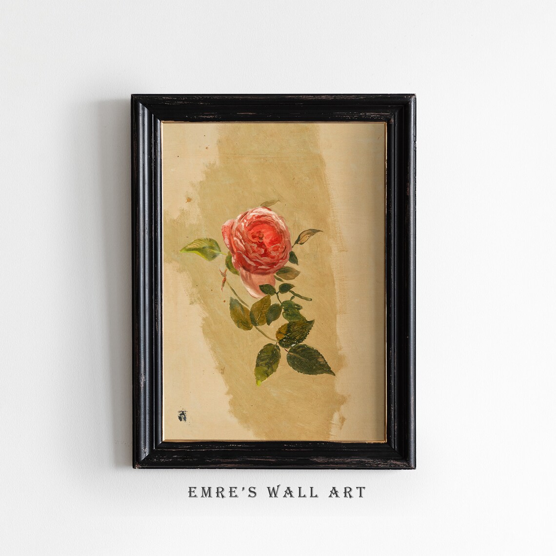 Pink Rose Bloom Vintage Oil Painting Botanical Wall Decor Poster - Image 2