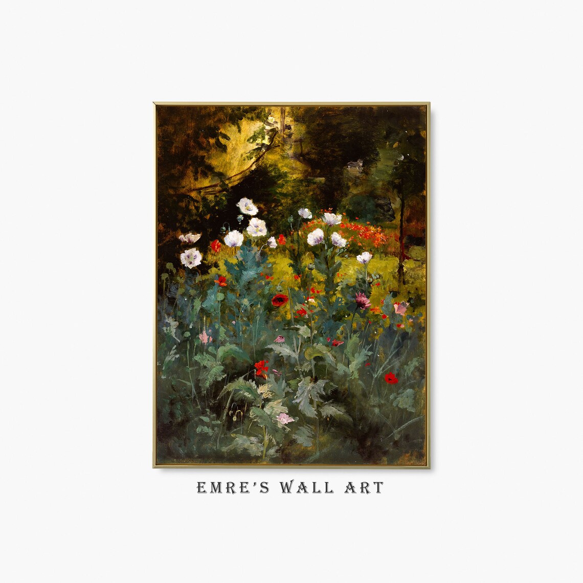 Wildflower Landscape Vintage Scenery Art Print