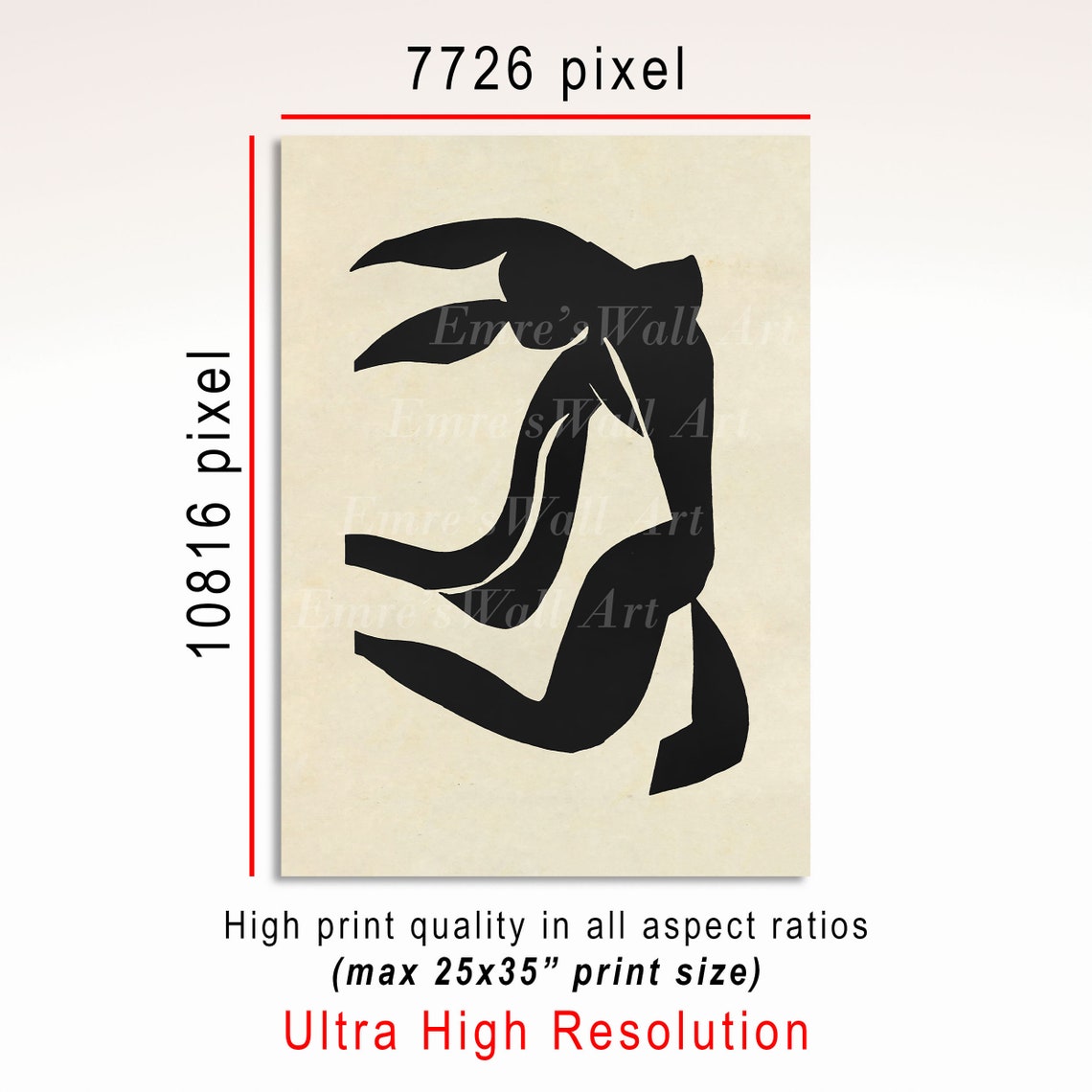 Black Abstract Figure Minimalist Modernist Sketch Style Poster - Image 3