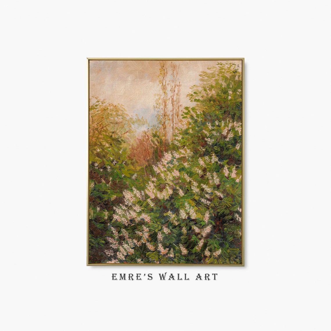 Blooming Lilac Trees Oil Painting Vintage Spring Botanical Poster