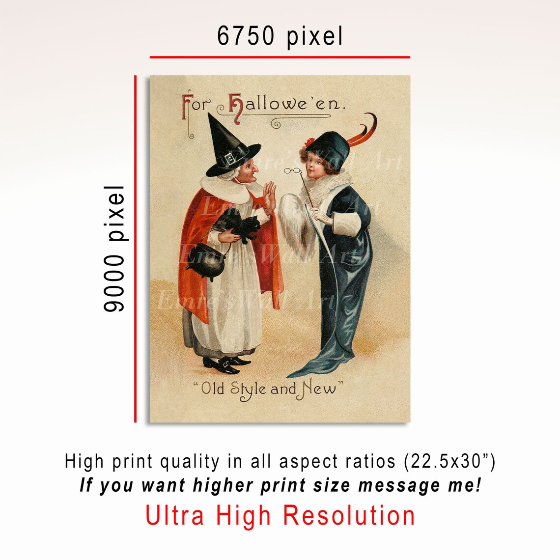 For Hallowe'en Old Style and New Vintage Witches Greeting Card Poster - Image 3