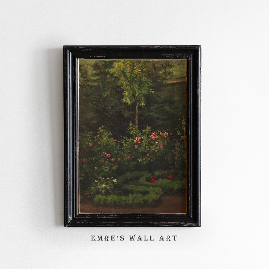 Dark Moody Rose Garden Winding Path Vintage Floral Art Poster - Image 2