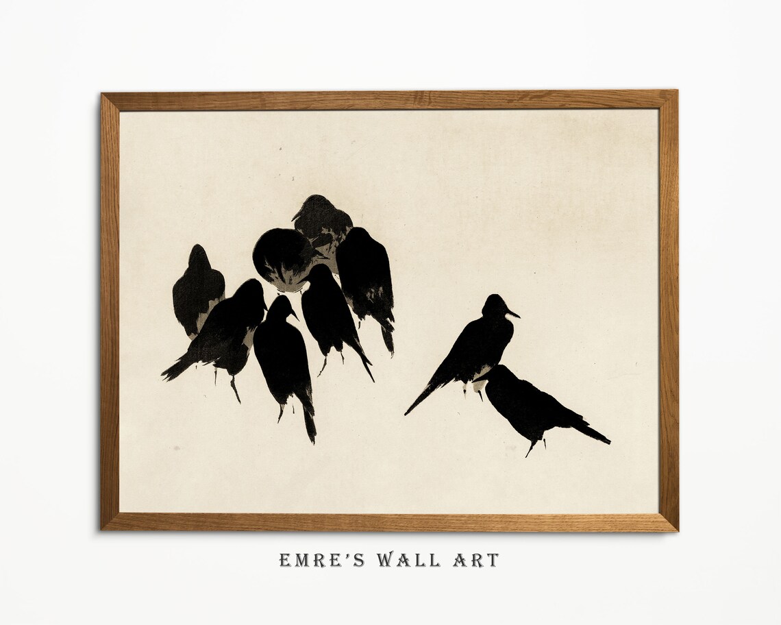 Vintage Bird Crow Art Print, Bird Sketch - Image 2