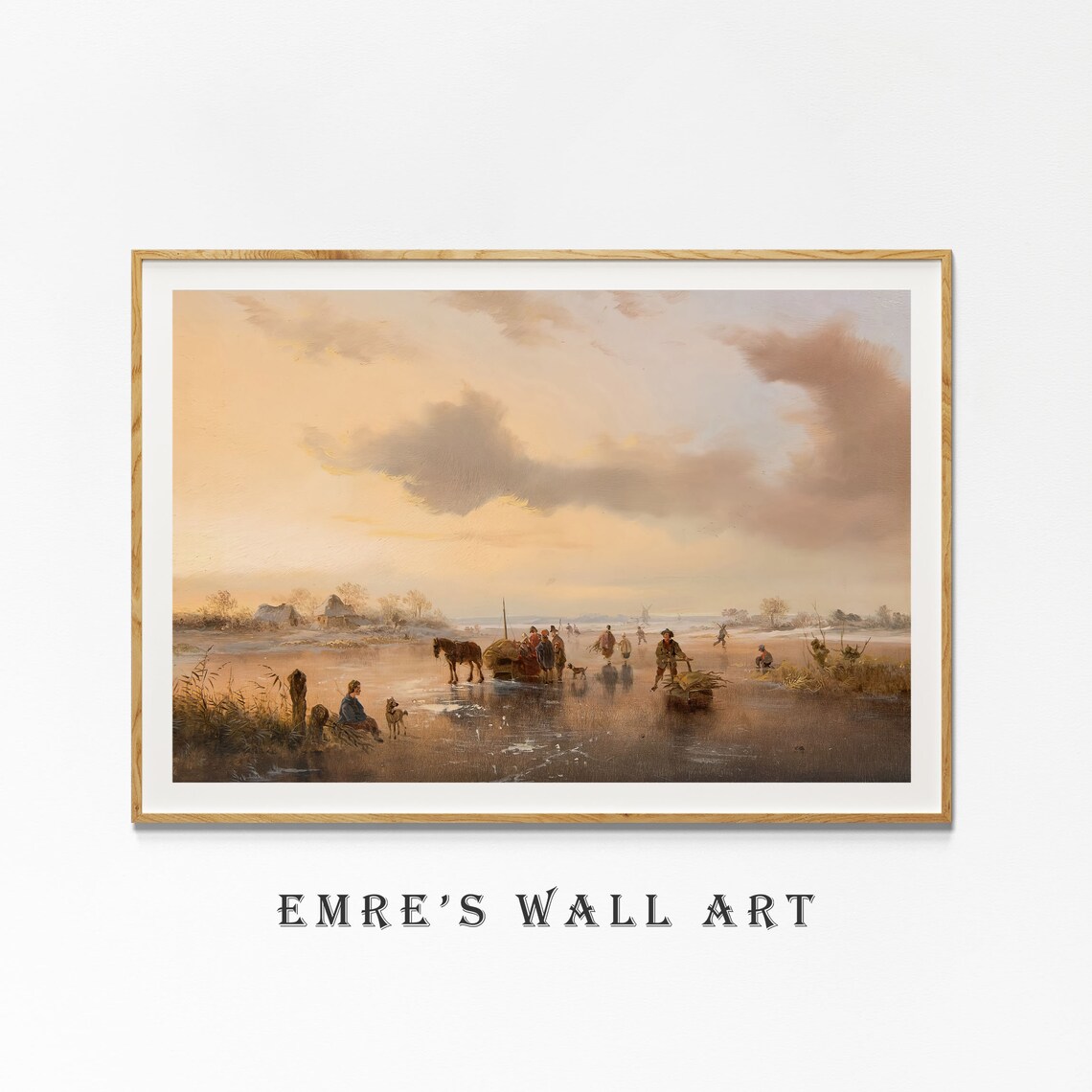 Frozen River Sunset Horse Sled Winter Evening Oil Painting Poster - Image 4