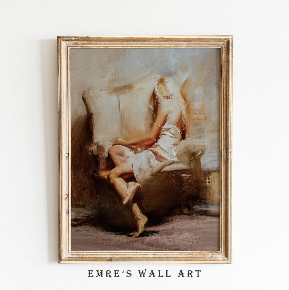 Vintage Woman Oil Painting Wall Art Print - Image 2