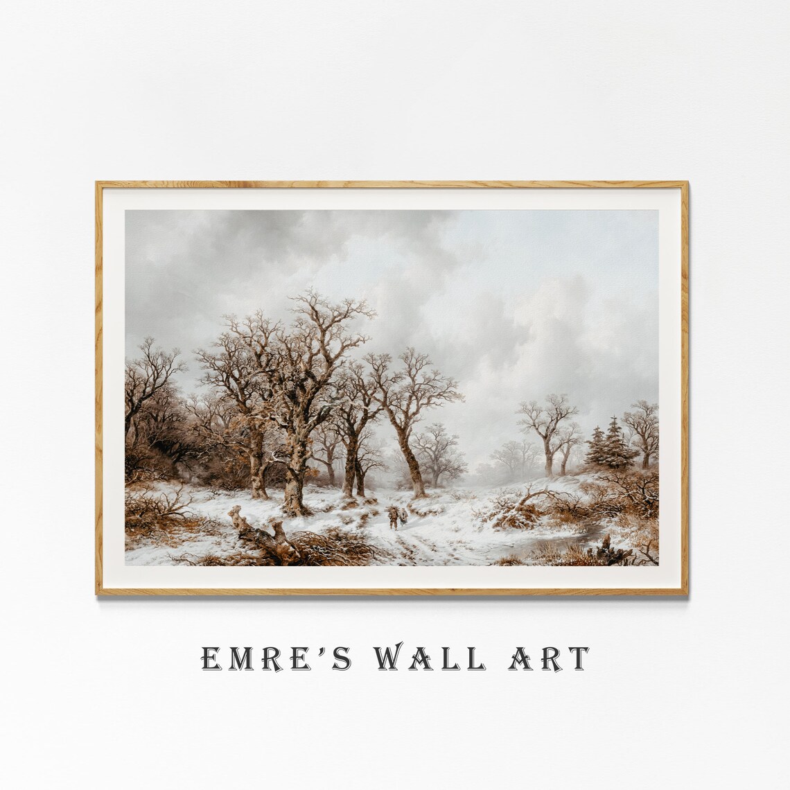 Vintage Winter Oil Painting Rustic Winter Art Print - Image 3